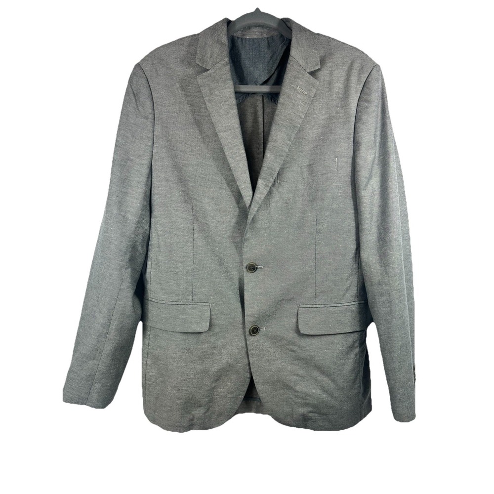 FAIRLANE Men's Grey Cotton‎ Linen Blazer Sport Coat Medium M Stretch Old Money